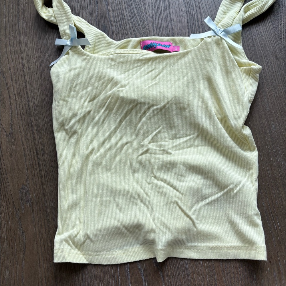 Edikited yellow bow tank top